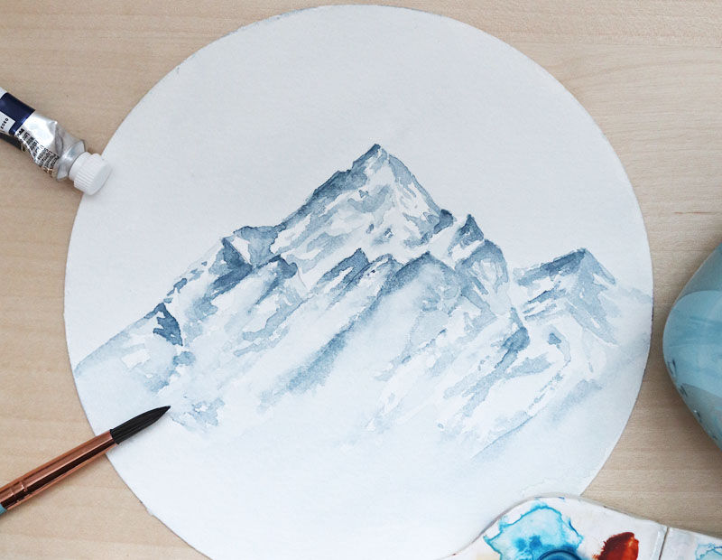 watercolour mountain tutorial