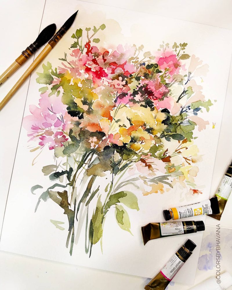 Loose Floral Abstract Watercolors, White Watercolor Paint